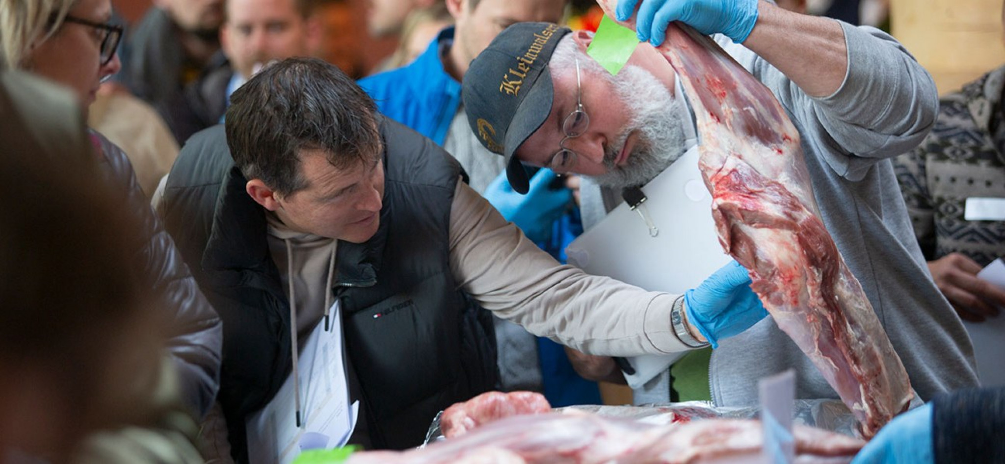 Optische Prüfung der verschiedenen Kalbfleisch-Proben